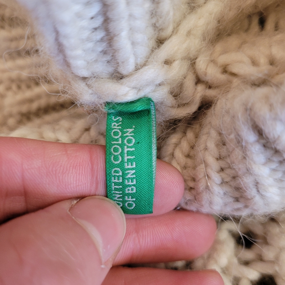 Vintage United Colors Of Benetton Crochet Knit Wool Alpaca Blend Sweater - Xs - Picture 7 of 9